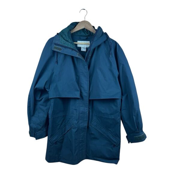 VTG 90s Eddie Bauer Women’s Petite Small Gore Tex Vented Jacket Green Zip Hood - Picture 1 of 8